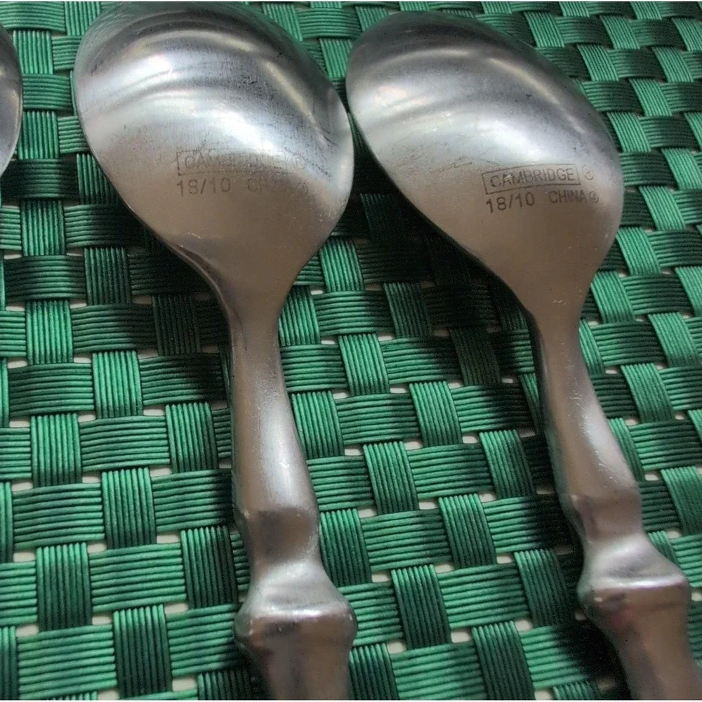 Cambridge TOWNHOUSE Teaspoons Set Lot of 4 SATIN Stainless Bistro Style VTG